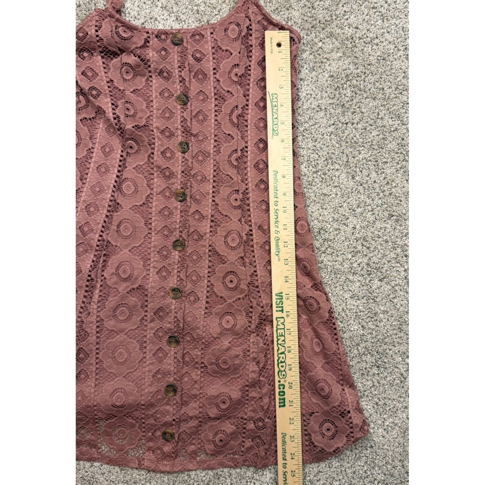 Aeropostale Dress Floral Lace S Mauve Pink Boho Button Down Mini Sleeveless - Picture 8 of 9